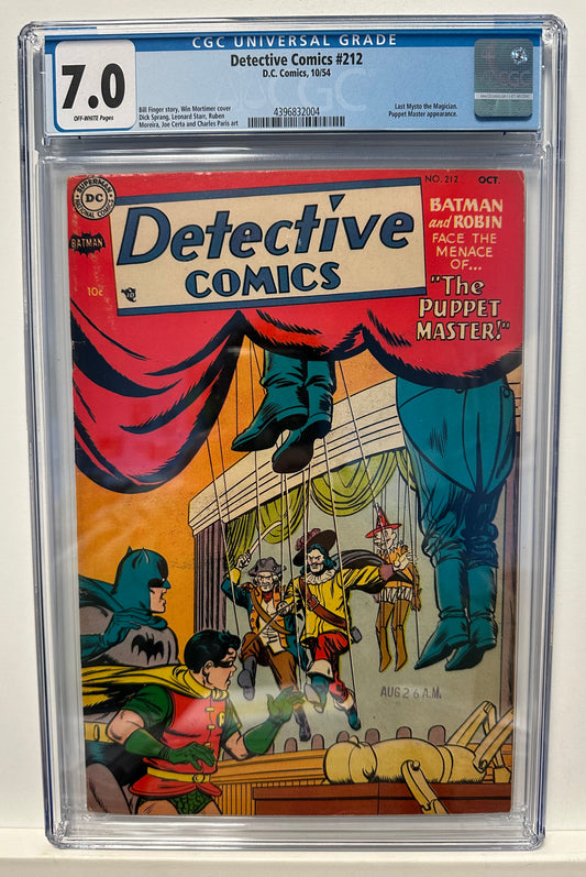 Detective Comics #212 DC 10/54 CGC 7.0 Last Mysto the Magician! Puppet Master Appearance!
